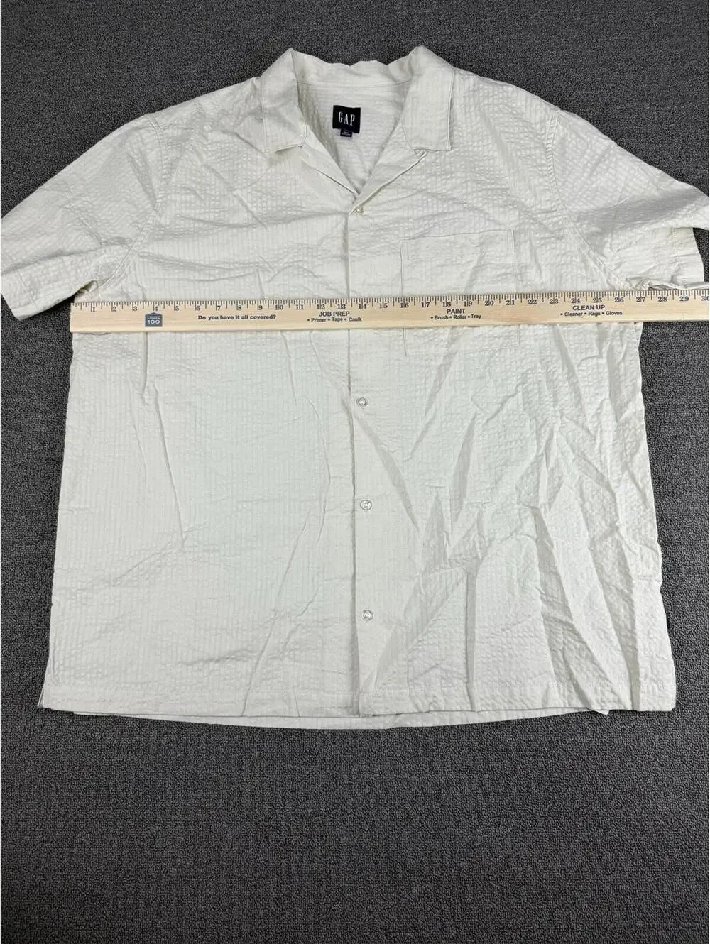 Gap Men's XXL Seersucker Short Sleeve Camp Collar Button Front Shirt Cream NWT - Picture 7 of 8